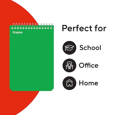 Staples Memo Pad, 4" x 6", College Ruled, Assorted Colors, 50 Sheets/Pad, 5 Pads/Pack (ST11494N)