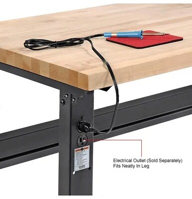 Global Industrial Height Adjustable Workbench, 60"W x 30"D, Birch Square Edge, Black (318912BK)