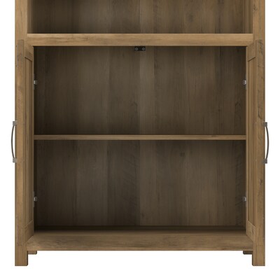 Bush Furniture Knoxville 60"W L Shaped Desk with Lateral File Cabinet and 5 Shelf Bookcase, Reclaimed Pine (CGR005RCP)
