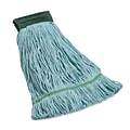 Coastwide Professional™ Looped-End Wet Mop Head, Medium, Recycled PET, 5 Headband, Blue (CW57752)