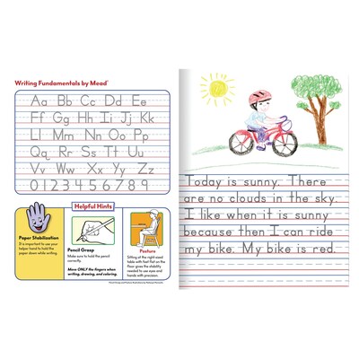 Mead® Primary Journal, Half Page Ruled, Grades K-2, 7 1/2 x 9 3/4, 100  Sheets, Red