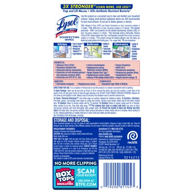 Lysol Disinfecting Wipes, Lemon & Lime Blossom Scent, 35 Wipes/Container, 12/Carton (19200-81145)