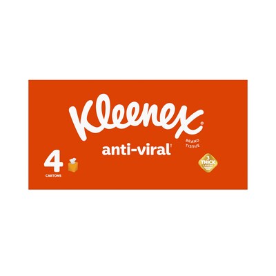 Kleenex Antiviral Facial Tissue, 3-ply, 55 Tissues/Box, 4 Boxes/Pack (54506)