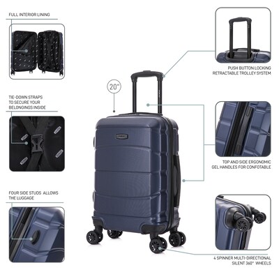 DUKAP Sense 20" Hardside Suitcase, 4-Wheeled Spinner, TSA Checkpoint Friendly, Blue (DKSEN00S-BLU)