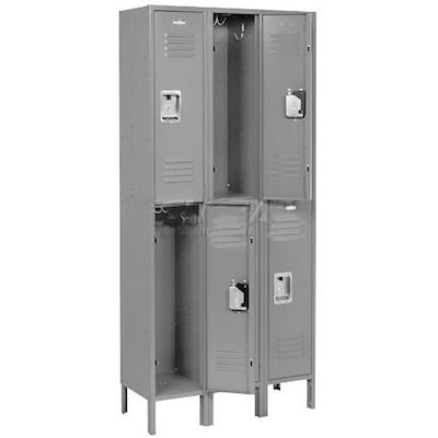 Global Industrial Infinity 78"H 2-Tier 3-Column Locker, Gray (968269GY)