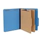 Quill Brand® 2/5-Cut Tab Pressboard Classification File Folders, 2-Partitions, 6-Fasteners, Letter, Blue, 15/Box (738026)