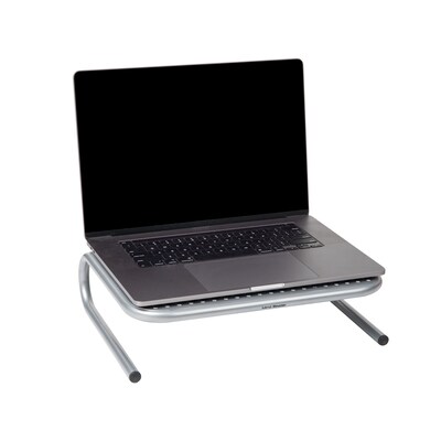 Mind Reader Ventilated Desktop Organizer Monitor Stand, Silver, 2/Pack (2METMONST-SIL)
