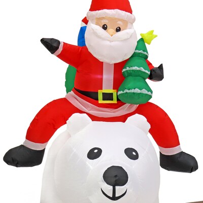 National Tree Company First Traditions 6' Inflatable Santa Riding Polar Bear (FRT100-AX112303)