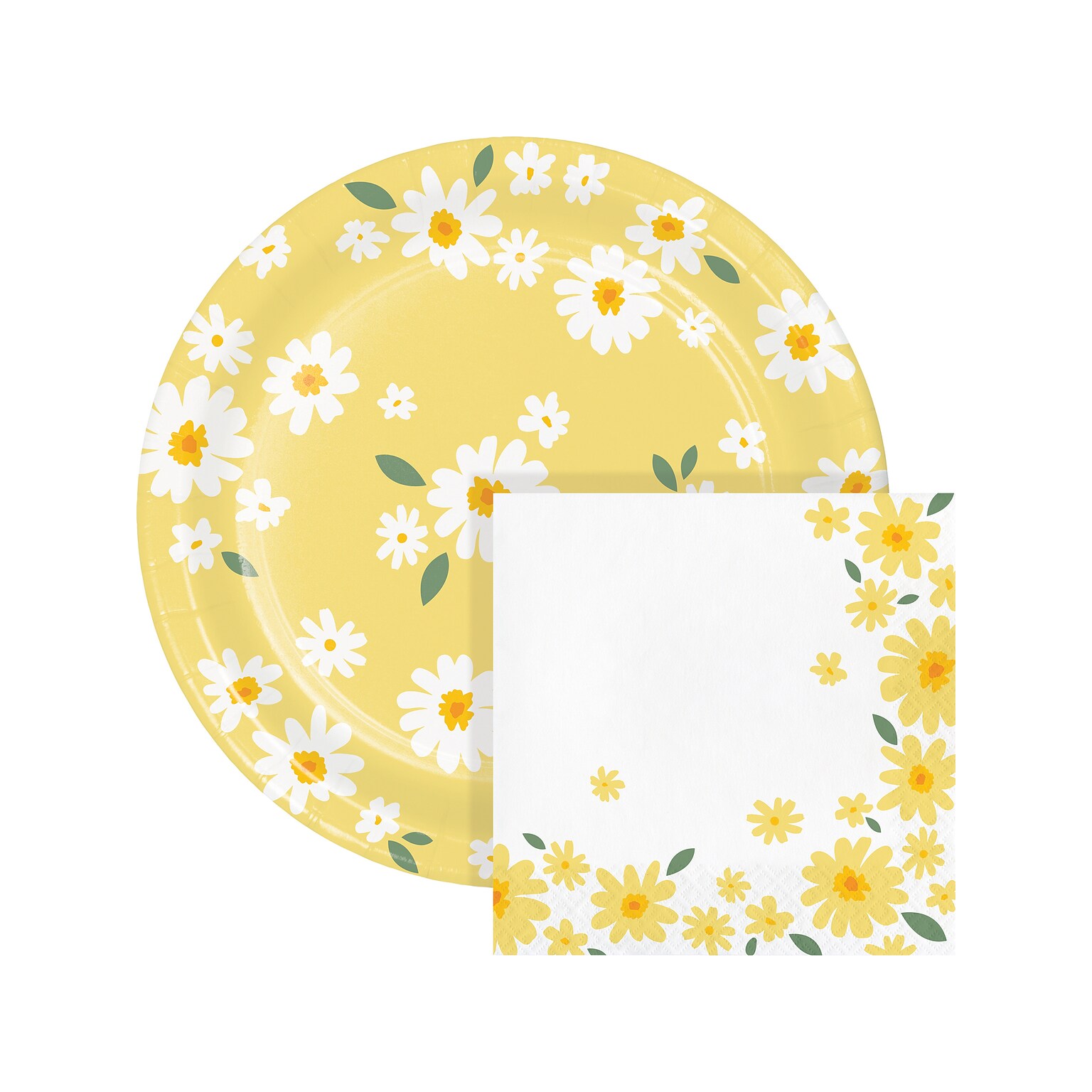 Creative Converting Sweet Daisy Party Plates and Napkins Kit, Yellow/White (DTC9128E2G)