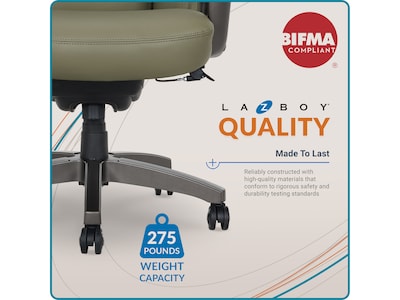 La-Z-Boy Arcadian Ergonomic Bonded Leather Swivel Executive Chair, Olive (60008-OLV)