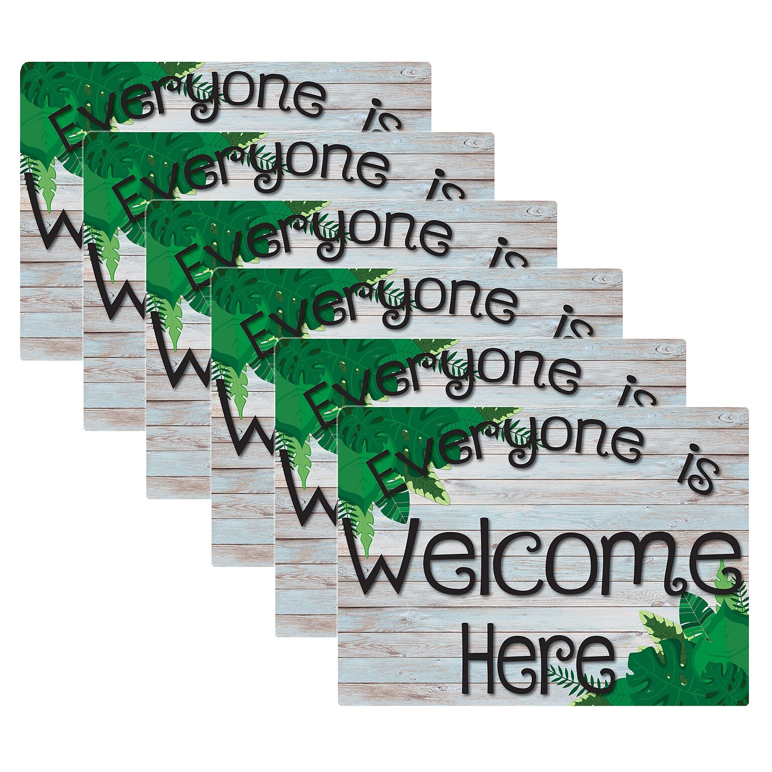 Ashley Smart Poly Computer Mouse Pad, 8 x 10, Everyone is Welcome Here, Beech Wood, Greenery, 6/Pack (ASH12510-6)