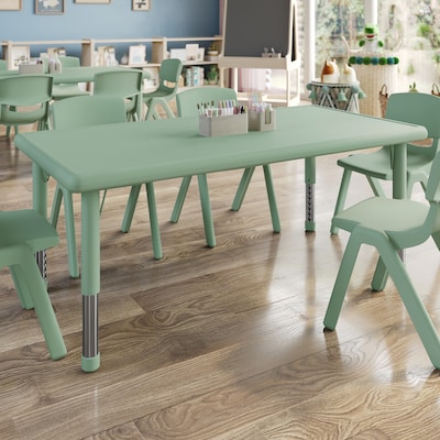 Flash Furniture Wren Rectangular Activity Table, 24 x 48, Height Adjustable, Sage (YUYCX012RECTSGE)