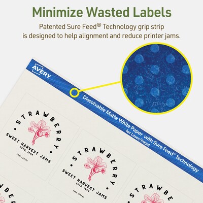 Avery Dissolvable Square Multipurpose Labels, 2.5" x 2.5", Off-white, 90/Pack (94104)