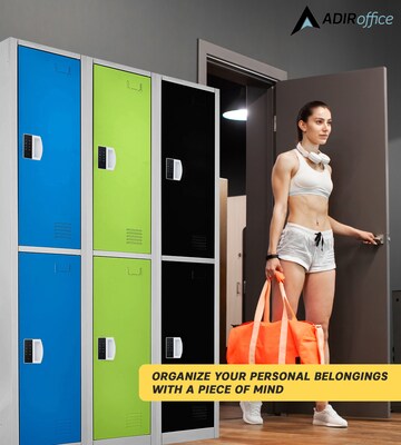 AdirOffice 72"H 2-Tier Green Storage Locker (ADI629-202-GRN-DL)