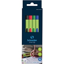 Schneider Line-Up Felt Pen, Fine Point, Assorted Colors, 4/Pack, 3 Packs/Bundle (191094)