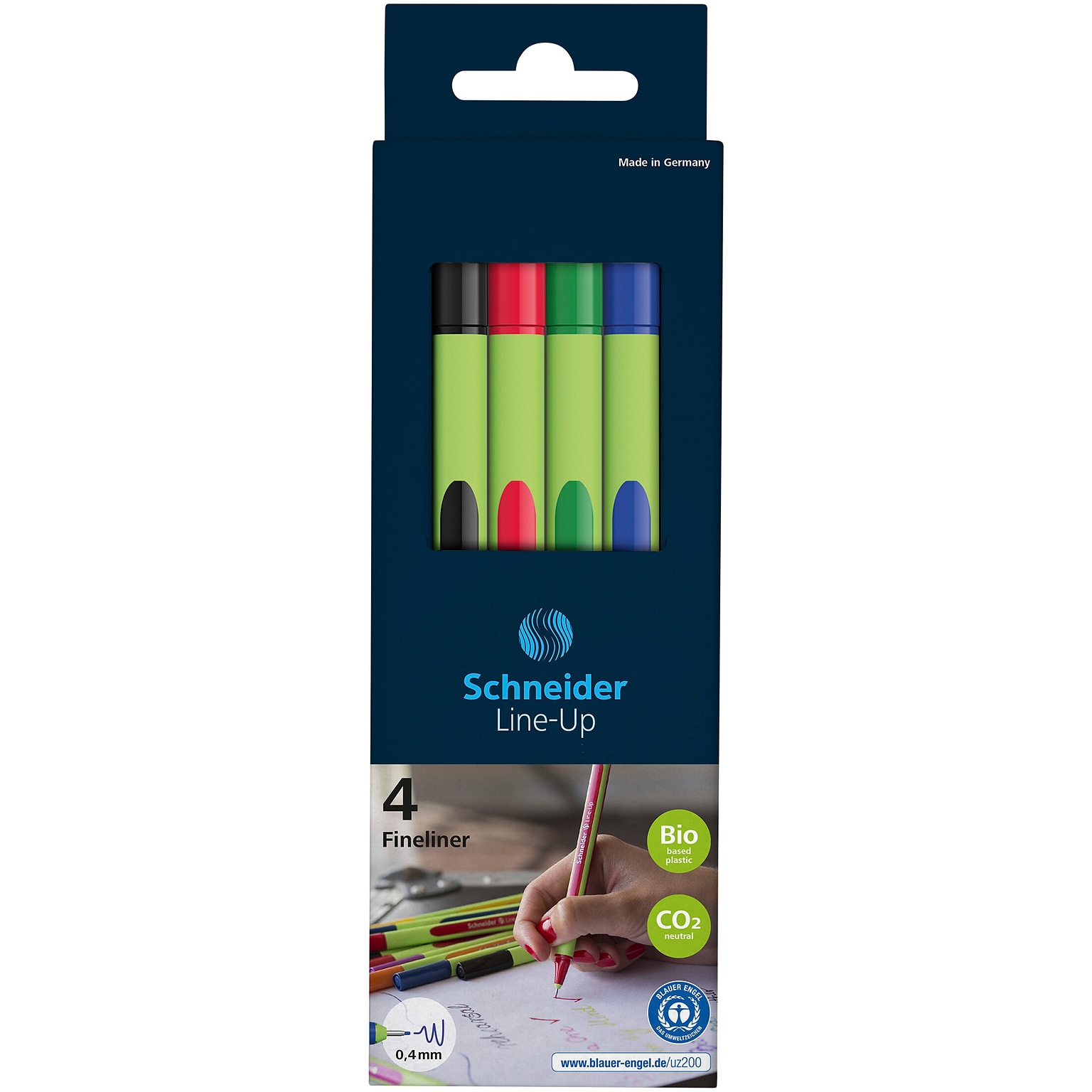 Schneider Line-Up Felt Pen, Fine Point, Assorted Colors, 4/Pack, 3 Packs/Bundle (191094)