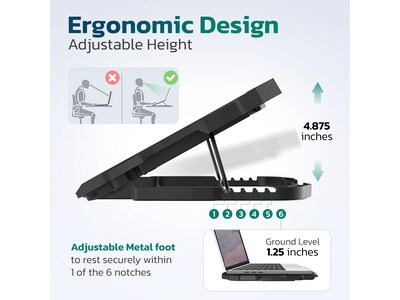 Purely C14 Height-Adjustable 17” Laptop Cooling Pad Stand with 4 Fans, 2 USB Ports (PLSC14)