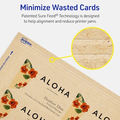 Avery Business Cards, 2" x 3-1/2", Matte Kraft Brown, 80/Pack (95319)