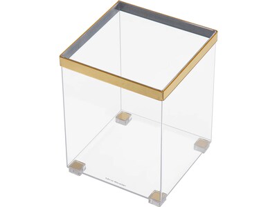 Mind Reader Cosmopolitan Collection Acrylic Wastepaper Basket, 2.6-Gallon, Clear/Gold (COSGARB-GLD)