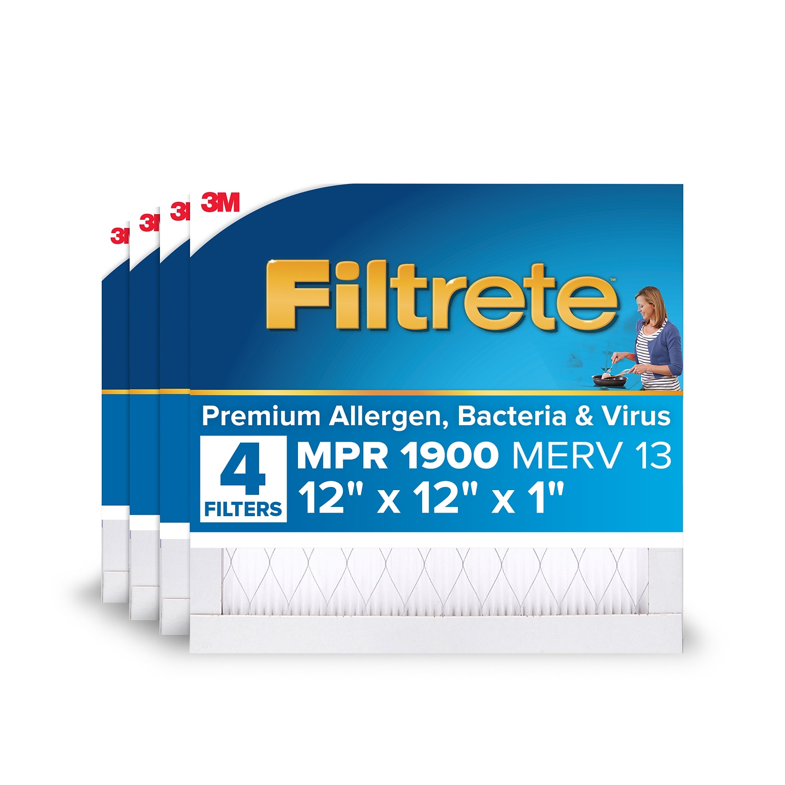 Filtrete High Performance Air Filter, 12 x 12 x 1, 4/Pack (1900 MPR)