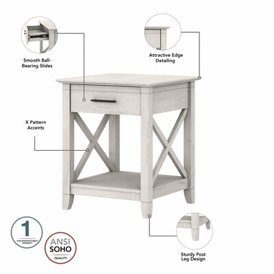 Bush Furniture Key West 20" x 20" End Table, Linen White Oak (KWT120LW-03)