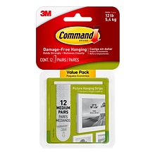 Command Medium Picture Hanging Strips, White, 12/Pack (17204-12ES)