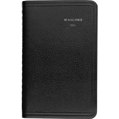 2026 AT-A-GLANCE DayMinder 3.5" x 6" Weekly Appointment Book Planner, Faux Leather Cover, Black (G250-00-26)