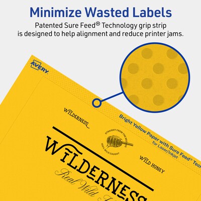 Avery Laser/Inkjet Rectangle Multipurpose Labels, 5" x 7", Bright Yellow, 80/Pack (94258)