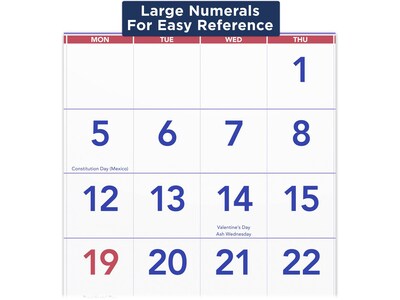 2024 AT-A-GLANCE 12" x 27" Three-Month Wall Calendar (PM11-28-24)