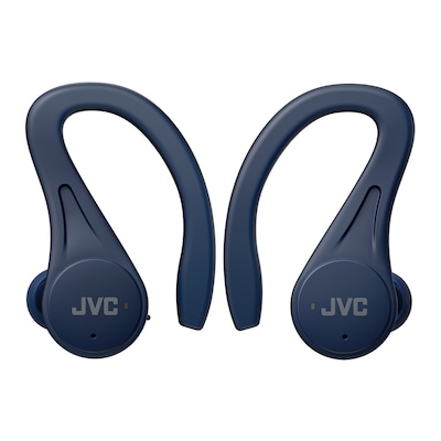 JVC Fitness True Wireless Earbuds with Microphone, Earhooks & Charging Case, Bluetooth, Blue (HA-EC25T)