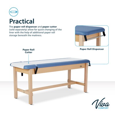 Aristo Wood H-Brace Physician Exam Table with Paper Cutter, and Holder, 500lbs. Capacity, Blue (ADI996-HBFP-BLU)