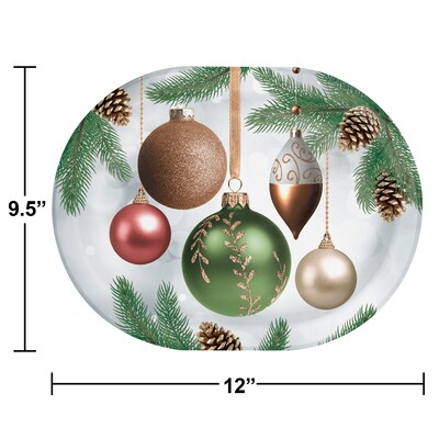 Creative Converting Dazzling Ornaments Christmas Paper Oval Plates and Guest Towel Set, Serves 16 (DTC9034E2H)