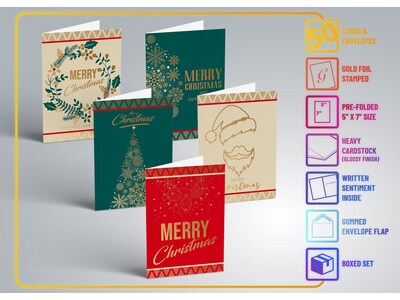 Better Office Christmas Cards, 5" x 7", 50/Pack (64654-50PK)