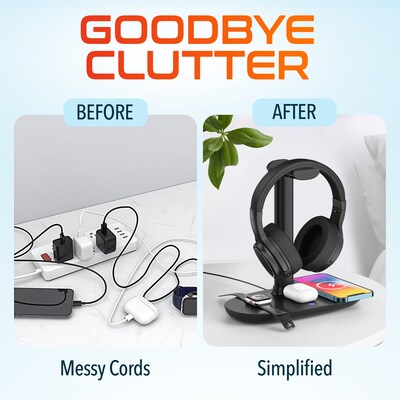 Delton M101 Wireless Noise Canceling Bluetooth Stereo Computer Headset and Stand, Black (DHSWC1101XD)