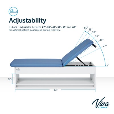 Viva Comfort Lucas Recovery Couch with Storage Shelf & Adjustable Backrest, Blue (ADI996-12-BLU-MK)