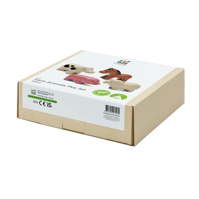 Plan Toys Wooden Farm Animals Playset, Multicolored, 4/Pack (PTS6127)