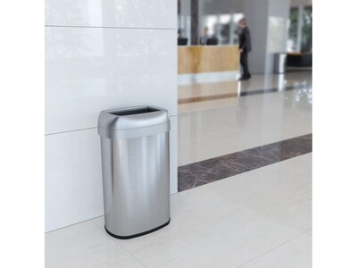HLS Commercial Stainless Steel Trash Can with Open Lid, 16-Gallon, Silver (HLS16STV)