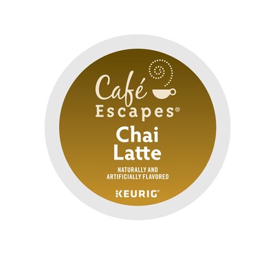 Cafe Escapes Chai Latte Coffee, Keurig® K-Cup® Pods, Light Roast, 96/Carton (10099555068051)