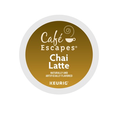 Cafe Escapes Chai Latte Coffee Keurig® K-Cup® Pods, Light Roast, 96/Carton (5000330074CT)