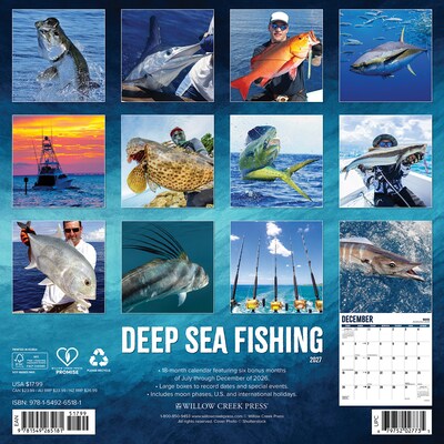 2027 Willow Creek Deep Sea Fishing 12 x 12 Monthly Wall Calendar (65181)