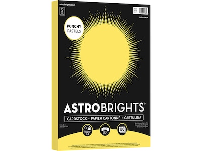 Astrobrights Punchy Pastels 8.5 x 11 Colored Paper, 65 lbs., Lively Lemon, 100 Sheets/Pack (91785)