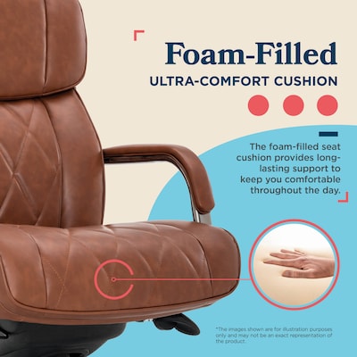 La-Z-Boy Symphony Ergonomic Bonded Leather Swivel Executive Chair, Cognac and Graphite (CCHR10013C)