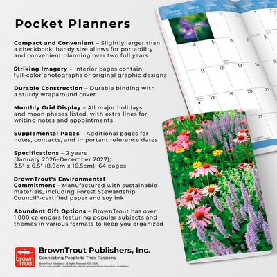 2026-2027 BrownTrout In the Garden 3.5" x 6.5" Monthly Planner (9798330703869)
