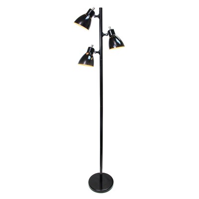 Simple Designs 64 Metal 3-Light Tree Floor Lamp, Black (LF2007-BLK)