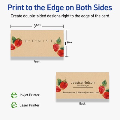 Avery Business Cards, 1-3/4" x 3-1/2" , Matte Kraft Brown, 80/Pack (95285)