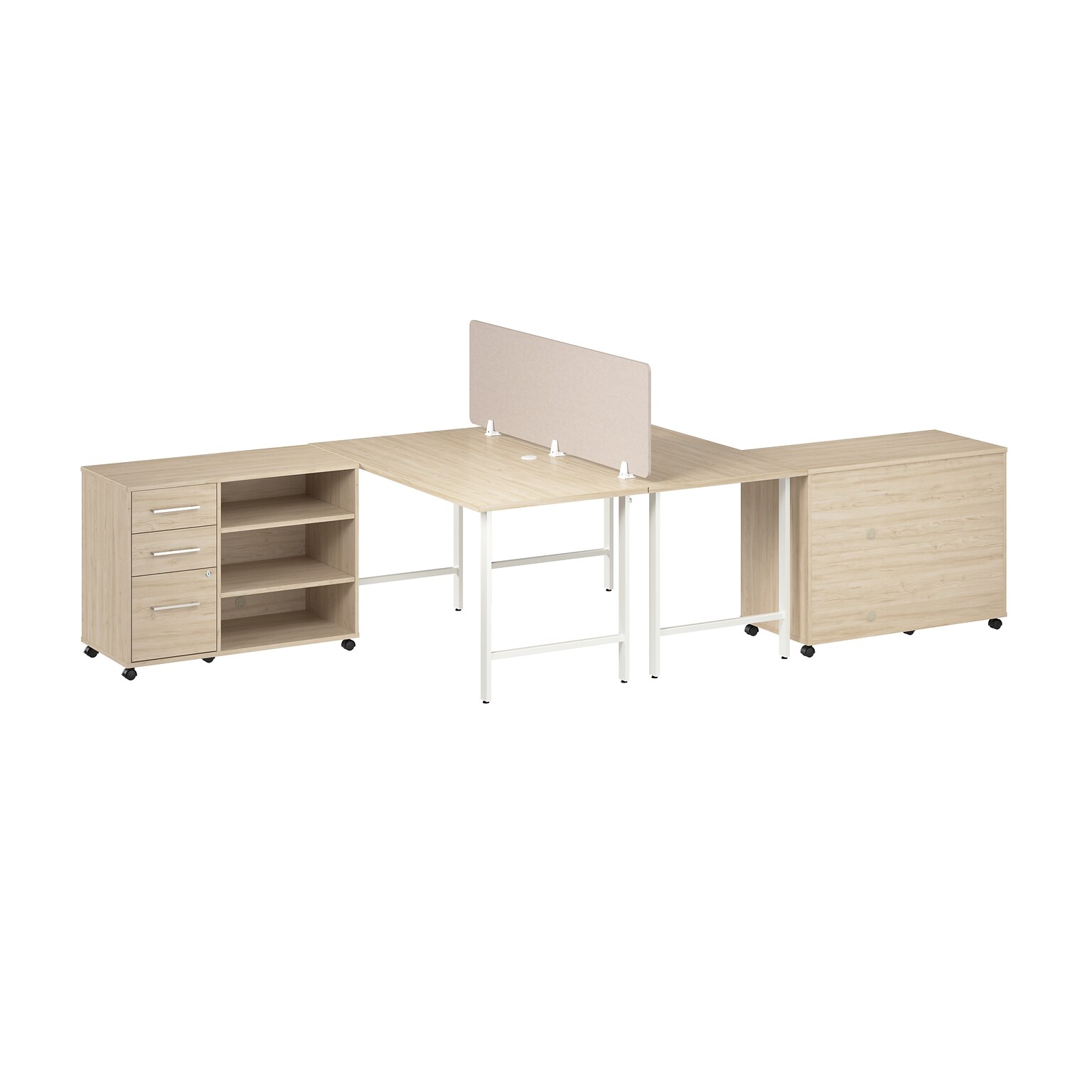 Bush Business Furniture Hustle 30H x 60W 2 Person Back to Back Cubicle Workstation, Natural Elm (HUS016NE)