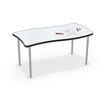 MooreCo Hierarchy Creator Activity Table, Wavy Rectangle Porcelain Steel Dry Erase Marker Top, Plati