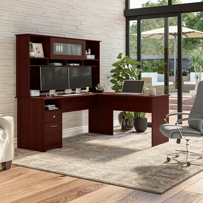 Bush Furniture Cabot 72"W Computer Desk with Drawers, Harvest Cherry (WC31472-03)