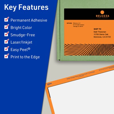 Avery Rectangle Multipurpose Labels, 4.75 x 7.75, Bright Orange, 80/Pack (94255)