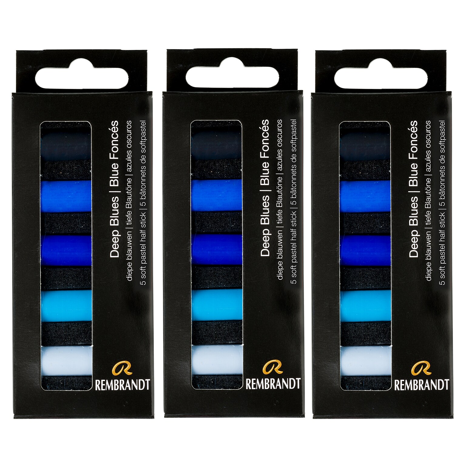 Rembrandt Soft Pastels Micro Sets, Deep Blues, 5/Set, 3 Sets/Bundle (RBX31820523-3)